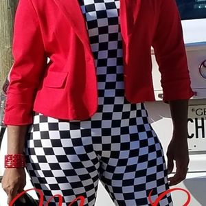 Black and white checkered jumpsuit